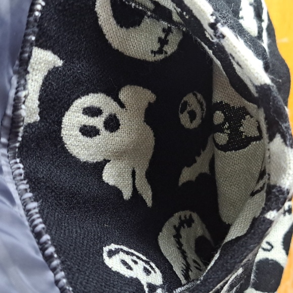 Jack Skeleton soft shell crossbody 2-pocket zipper black & white LRG purse bag - Picture 4 of 6